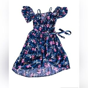 Xhilaration Floral Shoulder Off Dress, Size M Open , Tie One Button Summer Beach